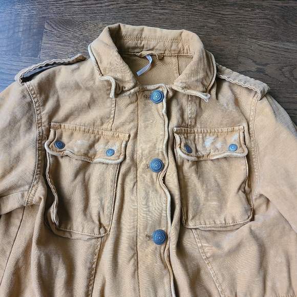 Free People Brown Utility Jacket with Button Details Sz.S/P - Picture 2 of 10
